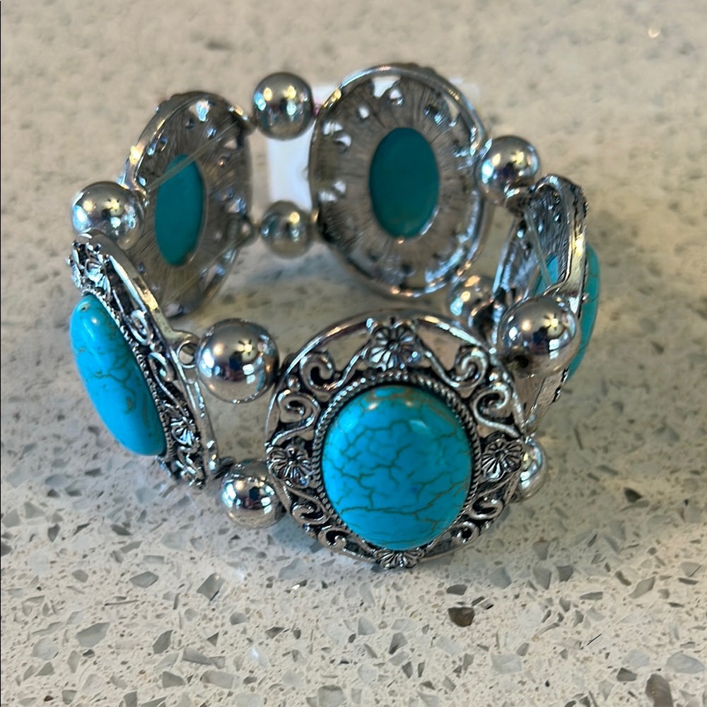 Turquoise and Silver Women's Bracelet
